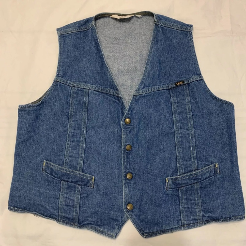 Vtg Lee Denim Vest Union Made Sz XL Made in USA